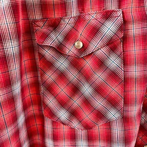 Wrangler Men's Western Fashion Snap Shirt Red Plaid Short Sleeves Size 2X - Picture 5 of 6